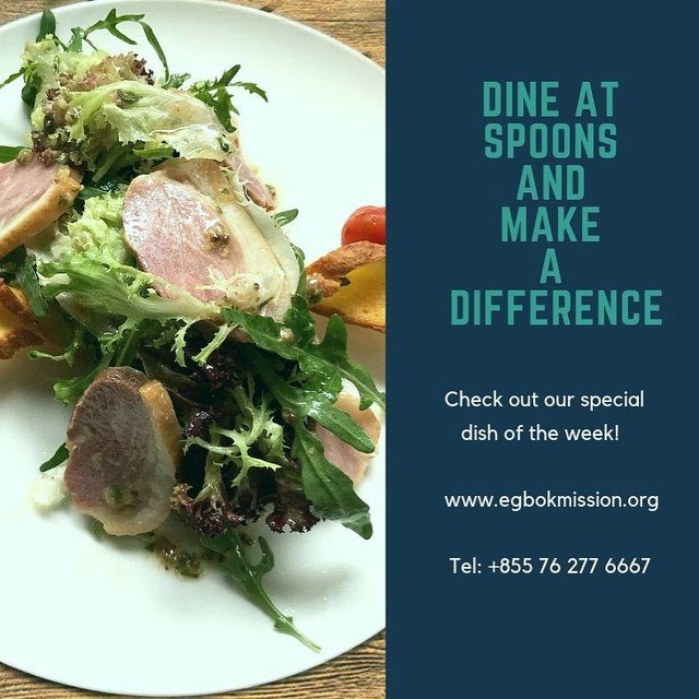 Please join us for lunch or dinner and enjoy the special dish of the week. A Smoked-Duck Salad available for this week on our special menu.
#EGBOKmission #servicethroughservice #goals #youngleader #hospitality #youthempowerment #jobplacement #vacationaltraining  #travelenjoyrespect #hospitalitytraining #changinglife #makelifebetter #sustainabledevelopment #womeninninitative #ngo #nonprofit #supportlocal #siemreap #cambidia #mentoring #education #fightfordreams #givingback #fightforfuture