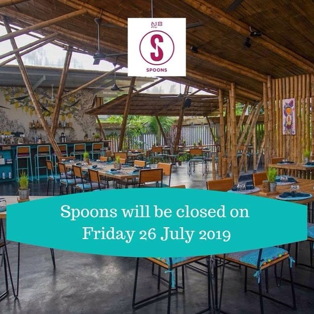 Spoons will be closed on Friday 26 July for a private function. We apologize for inconvenience, we will be open as usual on Saturday 27 July from 11:30 am to 10:00 pm. (Last orders 9:30 pm)
#spoons #egbok #goodeatingforagoodcause #spoonscambodia #spoonssiemreap #siemreapeats #localeats #fooddie #foodinstagram #instafoodie